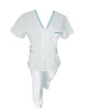 Costum Medical Pe Stil, Alb cu fermoar si cu garnitura Turcoaz inchis, Model Adelina - 2XL, S