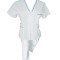 Costum Medical Pe Stil, Alb cu fermoar si cu garnitura Turcoaz inchis, Model Adelina - 4XL, 4XL