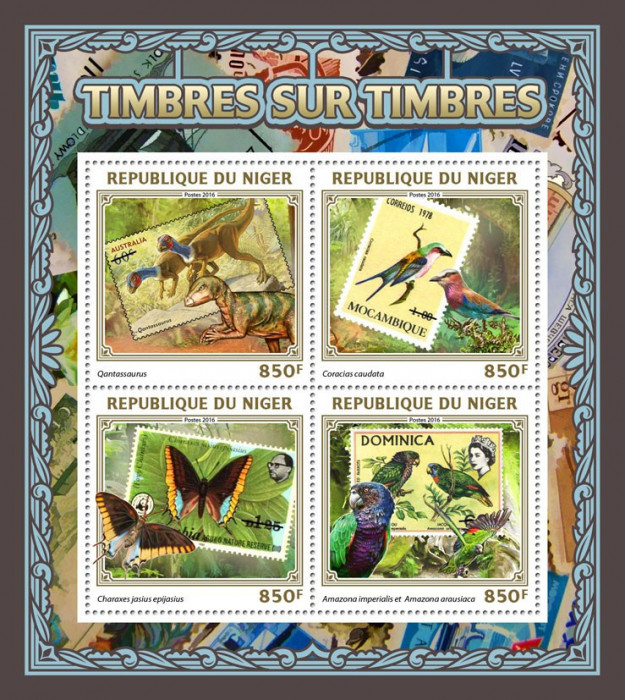 NIGER 2016 - Timbre pe timbre / set complet - colita + bloc MNH