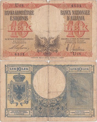 1940, 10 Lek (P-11) - Albania foto