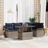 vidaXL Set de canapele pentru grădină cu pernă 6 pcs Gri Poli Rattan 3357028