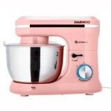 Mixer cu bol Daewoo DHM150P, 1600 W, 10 viteze, capacitate bol 4.5l, tel, carlig framantare, palete amestecare, Roz