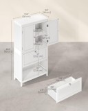 Cumpara ieftin Dulap de depozitare pentru baie, Vasagle, Alb, 60x30x110 cm