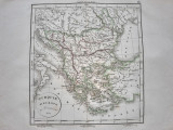 Harta Balcanilor cu reprezentare a teritoriilor romanesti, tiparita in anul 1831