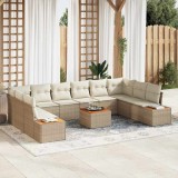 vidaXL Set de canapele pentru grădină cu pernă 11 pcs bej și crem
