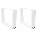 VidaXL Picioare pentru măsuță de cafea &icirc;n formă de V, 2 buc., alb, 60x(30-31,3) cm, oțel