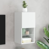 Comodă TV cu lumini LED, alb, 30,5x30x60 cm