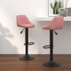 Scaune Bar vidaXL Roz Catifea, Set 2 Bucati, Pivotante 360&deg;, Reglabile pe Inaltime, Suport Picioare, 46x44x(82-103)cm
