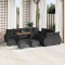 Set canapea pentru gradina Gossi 14 piese cu perne ratan negru acacia, set de dining pentru gradina Gossi 4 piese cu perne ratan negru acacia