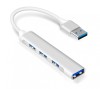 Hub USB MRG MGL232, 4 Porturi USB 3.0, Aluminiu, Plug &amp; Play, Compatibil MAC, Gri