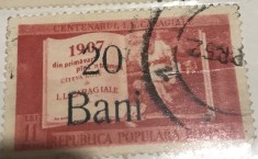 Timbre Romania Timbru Supratipar RPR 20 bani
