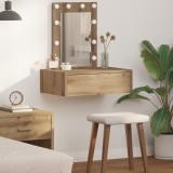 vidaXL Masă de toaletă suspendată cu LED, stejar artizanal