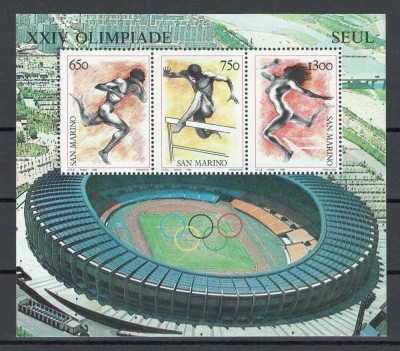 San Marino 1988 Mi 1399/401 - JO Seul, sport foto
