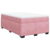 Cumpara ieftin Pat box spring cu saltea, roz, 120x200 cm, catifea