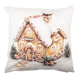 Cumpara ieftin Fata perna Craciun Casuta textil multicolor 45x45 cm