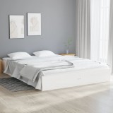 VidaXL Cadru de pat dublu 4FT6, alb, 135x190 cm, lemn masiv