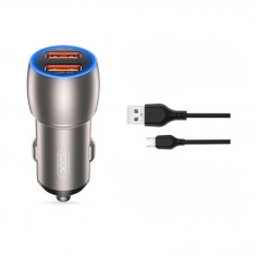 Incarcator auto SMART Quick charge USB QC3.0 36W + cablu Micro USB Cod: XO-CC52B foto