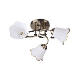 Candelabru Klausen Bellis 3 Floral Chic Bronz Antichizat 42x20cm, 3xE27, Lustra Clasica Eleganta pentru Sufragerie sau Dormitor, Corp Iluminat