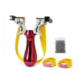 Cumpara ieftin Set praștie profesională PVC cu laser si 100 bile metalice 9 mm, DEPOX&reg;, pentru v&acirc;nătoare și tir outdoor, rosu, 11.5 cm