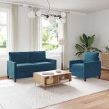 vidaXL Set de canapea 2 pcs albastru Catifea 3417075