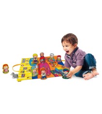 Covoras de joaca educational cu jucarii pentru copii, model famile