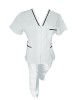 Costum Medical Pe Stil, Alb cu fermoar si cu garnitura neagra, Model Adelina - 4XL, 2XL