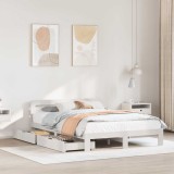 VidaXL Cadru de pat fără saltea, alb, 135x190 cm, lemn masiv de pin 3309870