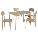 Cumpara ieftin Set masa, 4 scaune mdf stejar metal Lamir 110x70x76 cm, 45x45,5x85,5 cm