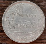 (M2551) MONEDA POLYNESIA FRANCEZA - 5 FRANCS 1965, ADMINISTRATIE FRANCEZA, Australia si Oceania, Aluminiu