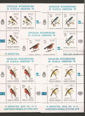 Argentina 1978, fauna, pasari, Mi. 1347/1351, blocuri de 4, MNH foto