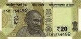 Bancnota India 20 Rupees 2021, P-110, UNC, Neagra - Bancnote Straine Asia
