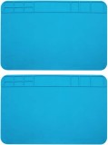 Set 2 Covorase Reparatii Silicon 30x20cm Albastru, Suport Montaj Pistol Lipit, Protectie ESD, Antistatic