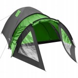 Cort camping 4 persoane cu antreu, impermeabil 3000 mm, 450x210x150 cm, negru si verde Household NewTrend