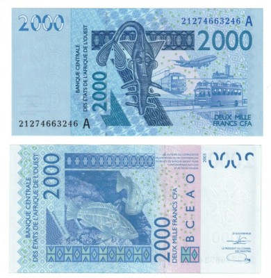 ! STATELE VEST-AFRICANE , COASTA DE FILDES - 2.000 FRANCI 2021 - P 116 A u - UNC foto