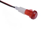 Indicator LED snap de panou din plastic , 10mm, 2 fire 20cm, rosu, 12-24V DC, IP67, FL1P-10QW-2-RED