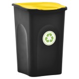 Cumpara ieftin Coș de gunoi cu capac și balamale 50 L, negru și galben