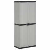 vidaXL Dulap Depozitare Gradina Gri/Negru 68x40x168cm, 3 Rafturi, PP, Incuiabil