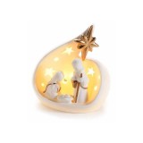 Figurina Nasterea Domnului ceramica alba aurie cu led II 11x5.5x13 cm