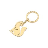 Dragută breloc cu vulpe din oțel inoxidabil placat cu aur, accesoriu pentru portofel &ndash; Aur