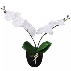 Plantă Artificială Orhidee Cu Ghiveci 30 cm Alb 244420