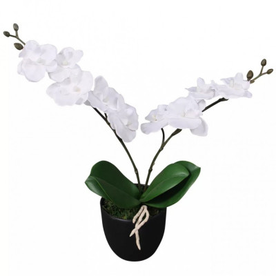 Plantă Artificială Orhidee Cu Ghiveci 30 cm Alb 244420 foto