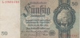 Bancnota Germania 50 Reichsmark 1929 - P182a VF ( vezi descriere )