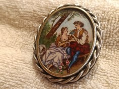 LIMOGES BROSA FRAGONARD pictata manual pe PORTELAN splendida UNICA manopera EXCEPTIONALA stare IMPECABILA FRANTA aprox 1920