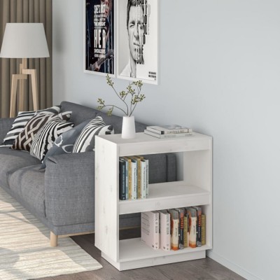 Gossi biblioteca, alb, 60x35x71 cm, lemn masiv de pin foto