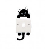 Sticker decorativ pentru intrerupator, Pisica, Negru,11.5 cm, S1018ST