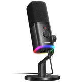 Cumpara ieftin Microfon Profesional USB/XLR cu Suport, Cardioid, RGB, Mute, Reducere Zgomot, pentru Streaming, YouTube, TikTok, Gaming, Podcast, Negru