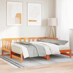 vidaXL Pat de zi extensibil fără saltea, maro ceruit, 2x(80x200) cm