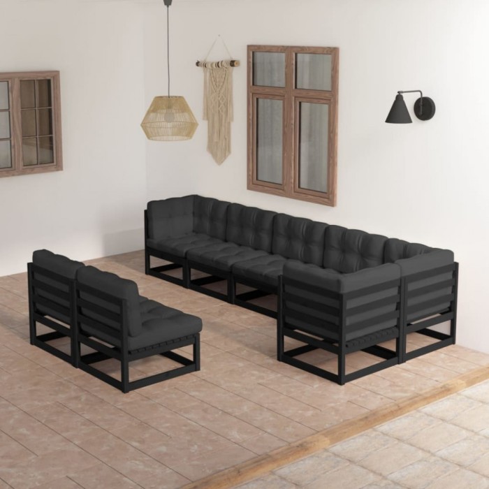 vidaXL Set mobilier de grădină cu perne, 8 piese, lemn masiv de pin 3076668