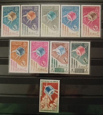 Taaf, Colonii franceze 1965 - Centenar U. I.T. , 9 colonii franceze,,dantelate , MNH foto