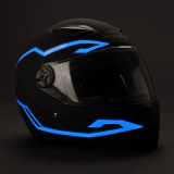 Kit EL WIRE LED pentru Casca Moto, set 4 buc - BLUE